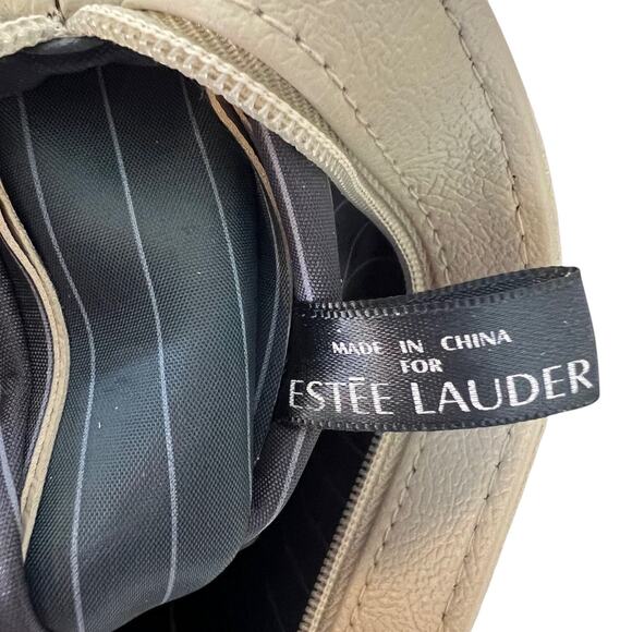 Estee Lauder Womens Makeup Bag Beige Faux Suede Zip Closure 8 in x 5 in - Picture 7 of 8